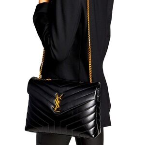 Saint Laurent YSL Loulou Medium Black Shoulder Bag in Quilted Leather